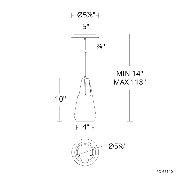 Modern Forms PD-66110 Ingot 1-lt 6" LED Mini Pendant