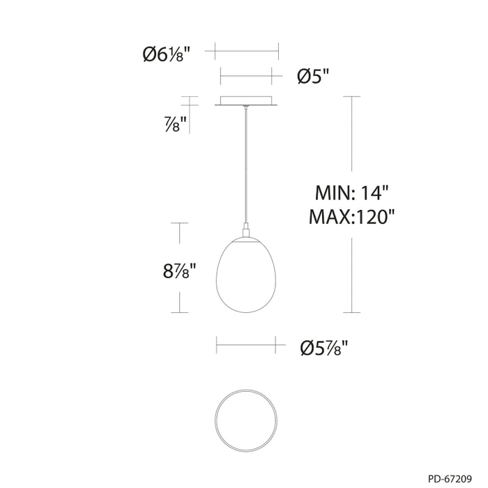 dweLED PD-67209 Bolla 1-lt 6" LED Mini Pendant