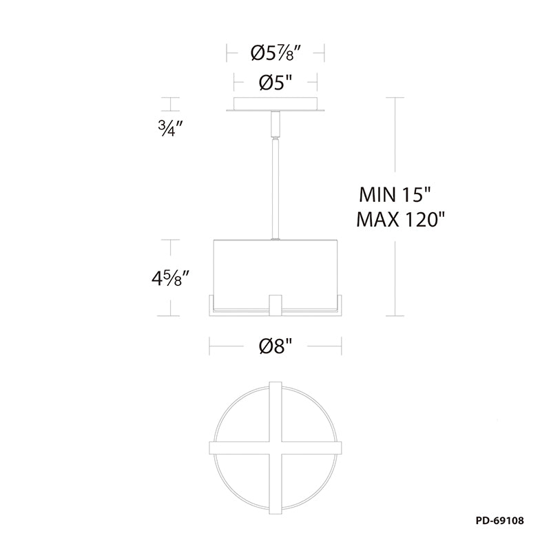 dweLED PD-69108 Laurel 8" LED Mini Pendant
