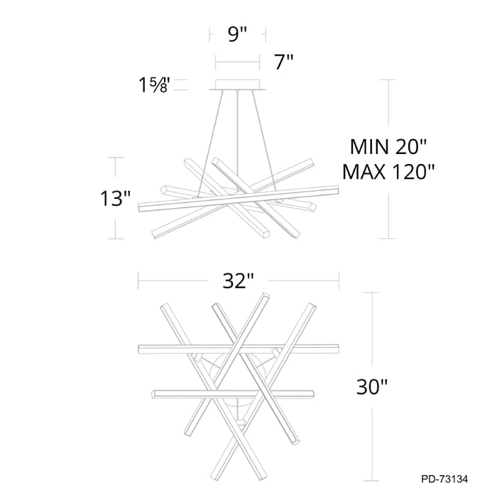 dweLED PD-73134 Parallax 32" LED Pendant