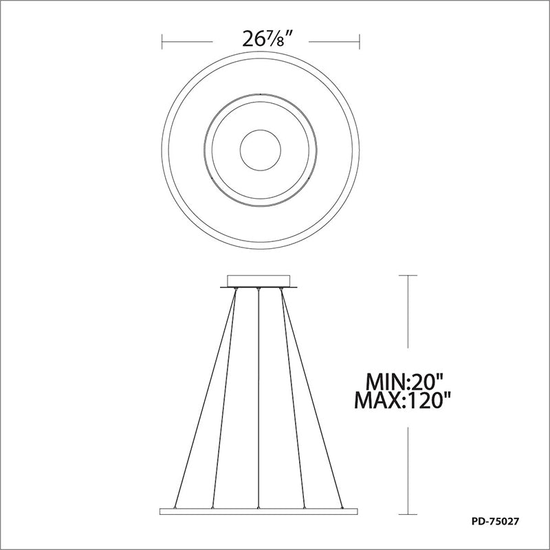 Modern Forms PD-75027 Jupiter 2-lt 27" LED Two Ring Chandelier