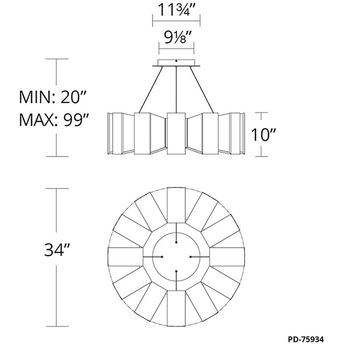 Modern Forms PD-75934 Chronos 34" LED Chandelier