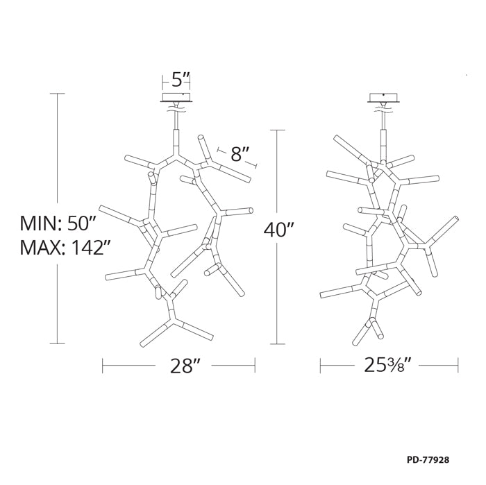 Modern Forms PD-77928 Isotope 18-lt 28" LED Chandelier