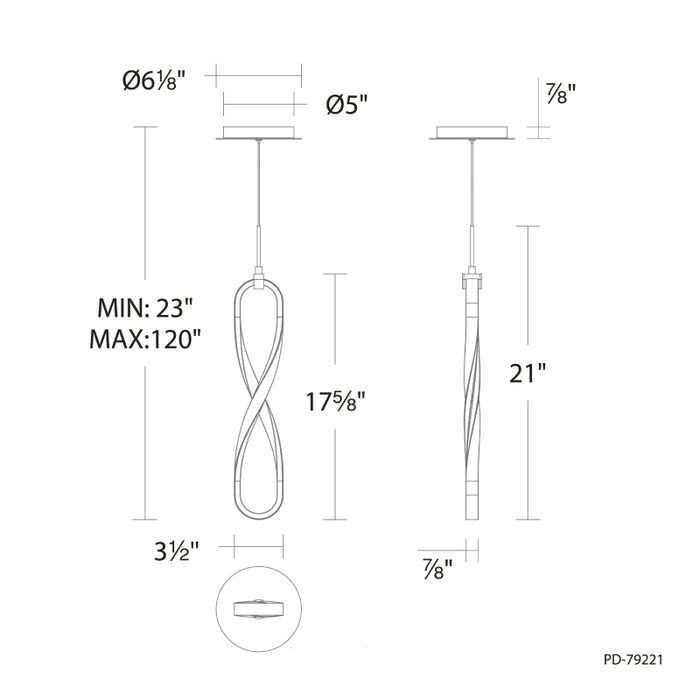 dweLED PD-79221 Marise 1-lt 4" LED Mini Pendant