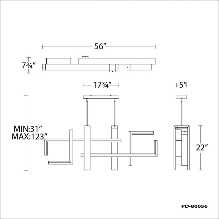 Modern Forms PD-80056 Jackal 56" LED Pendant