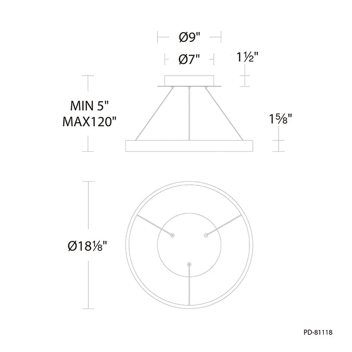 dweLED PD-81118 Sirius 18" LED Pendant