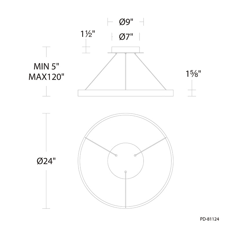 dweLED PD-81124 Sirius 1-lt 24" LED Pendant