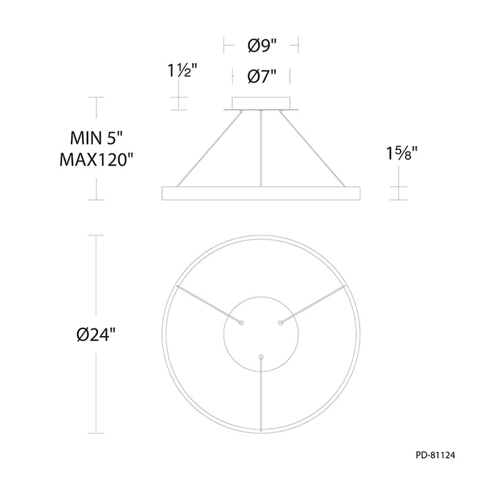 dweLED PD-81124 Sirius 1-lt 24" LED Pendant