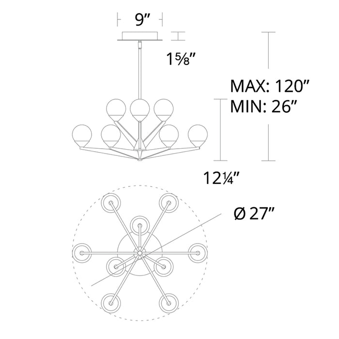 Modern Forms PD-82027 Double Bubble 9-lt 27" LED Chandelier