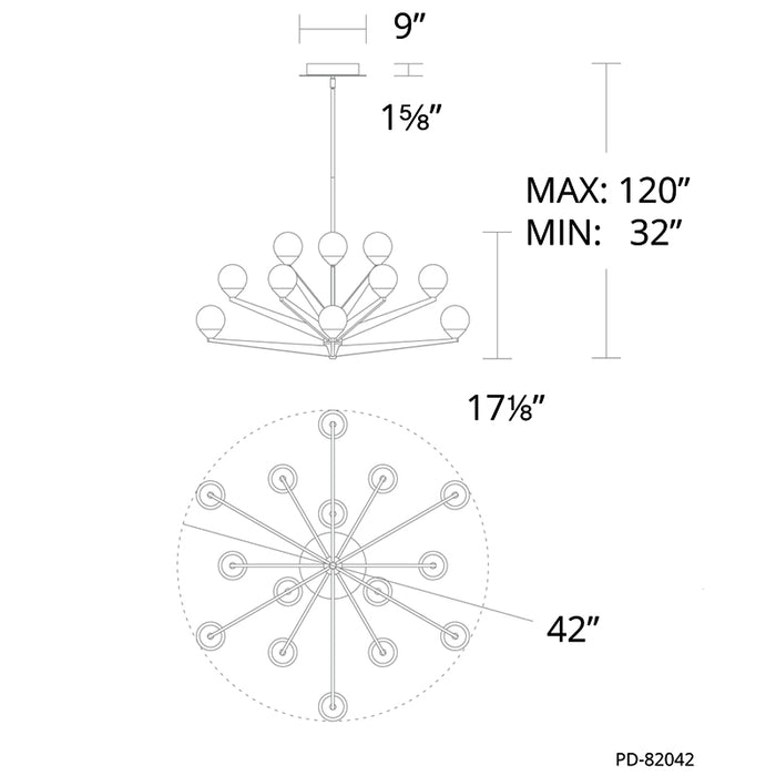 Modern Forms PD-82042 Double Bubble 15-lt 42" LED Chandelier