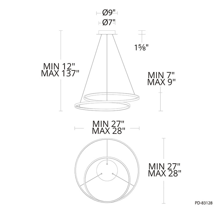 dweLED PD-83128 Marques 28" LED Pendant