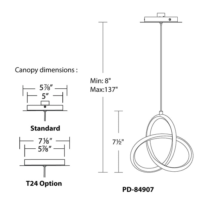 dweLED PD-84907-T24 Vornado 7" LED Mini Pendant, Title 24 Compliant