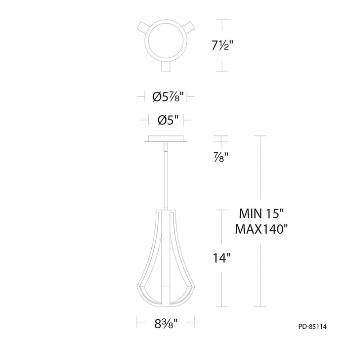 dweLED PD-85114 Artemis 8" LED Pendant