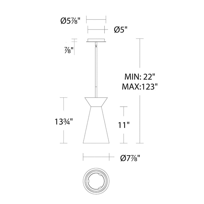 dweLED PD-87214 Chandra 1-lt 14" Tall LED Mini Pendant