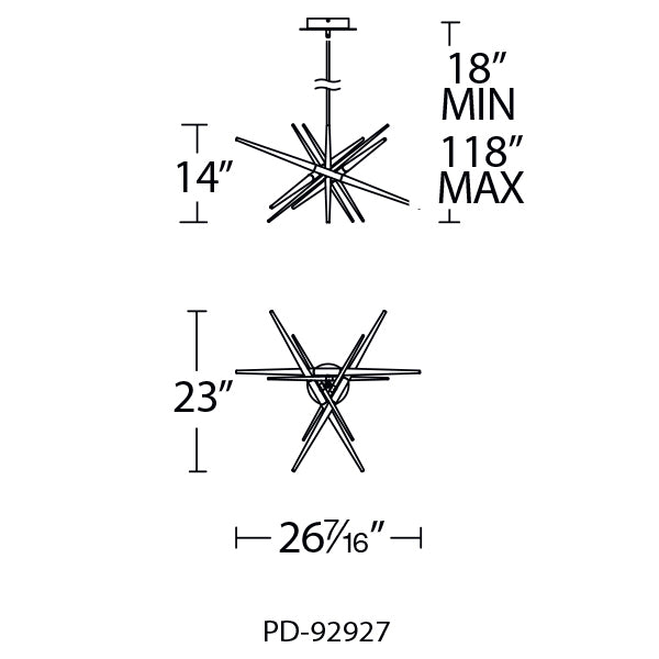 Modern Forms PD-92927 Stormy 6-lt 27" LED Pendant