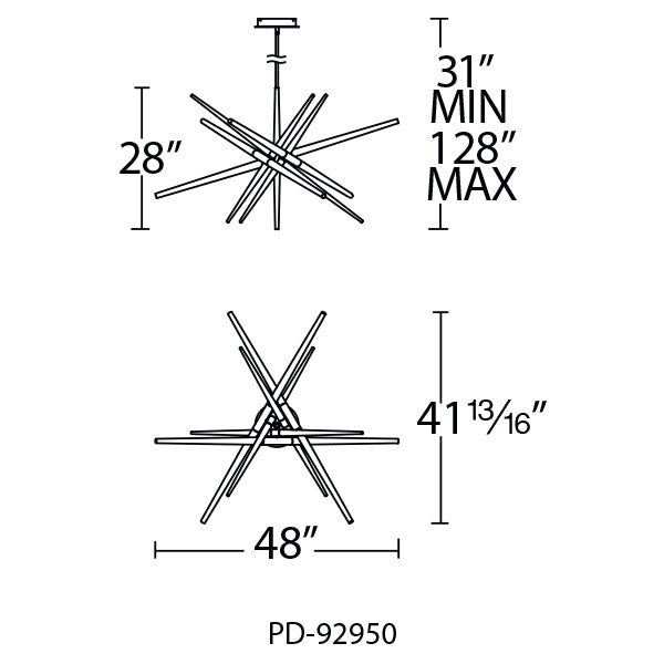 Modern Forms PD-92950 Stormy 12-lt 48" LED Pendant