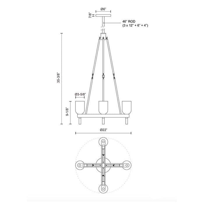 Alora PD338422 Lucian 4-lt 22" Pendant