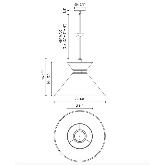 Alora Mood PD543022 Chapelle 1-lt 22" Pendant