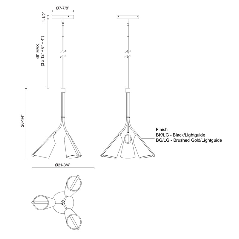 Kuzco PD62622 Mulberry 3-lt 22" LED Pendant