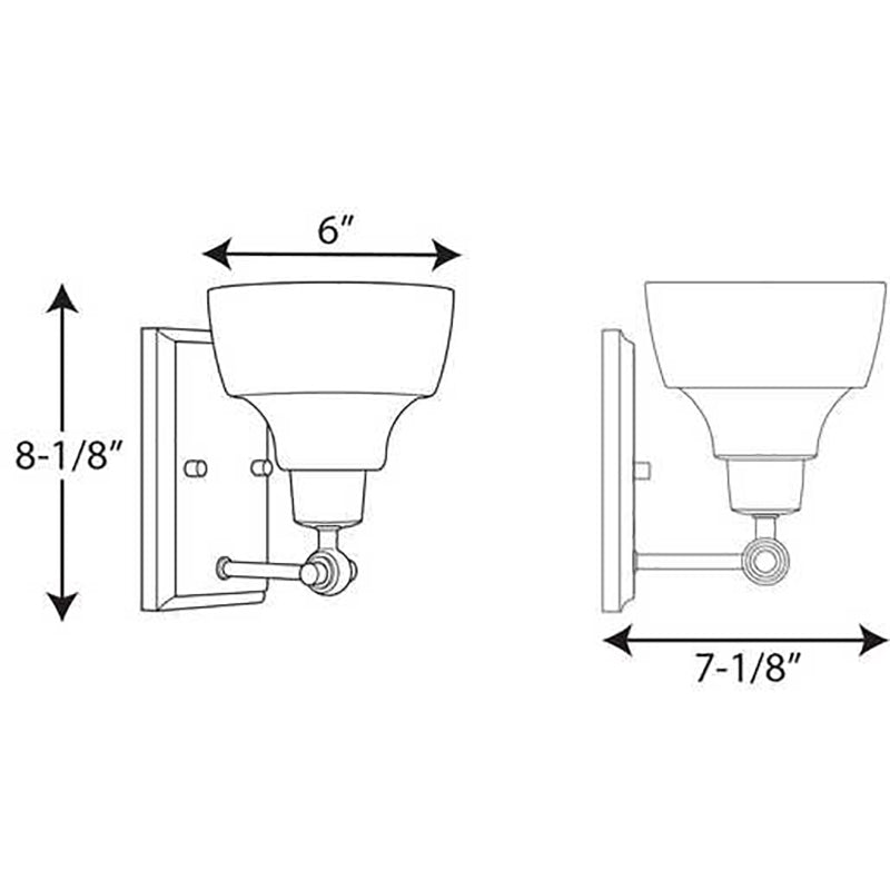 Progress P300039 Bramlett 1-lt 8" Tall Bath Vanity Light