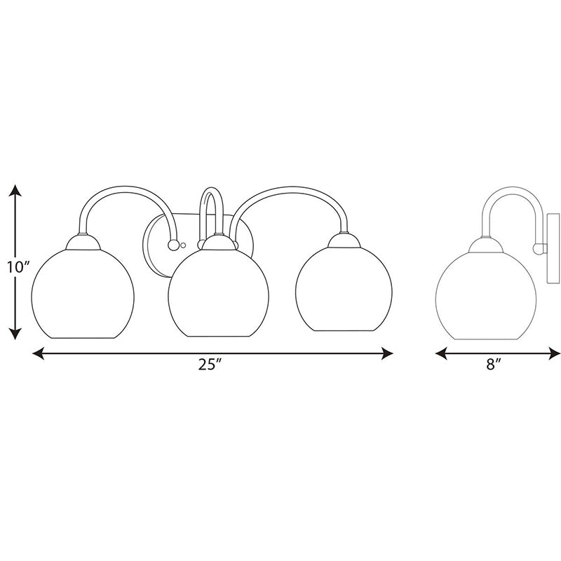 Progress P300086 Carisa 3-lt 25" Bath Vanity Light