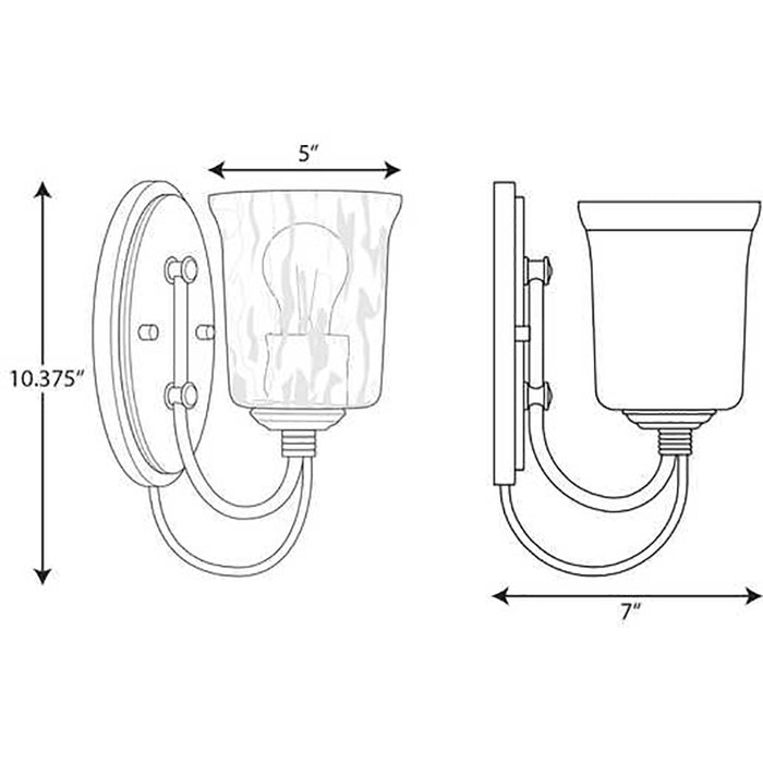 Progress P300253 Bowman 1-lt 10" Tall Bath Vanity Light