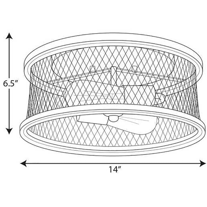 Progress P350154 Austelle 2-lt 14" Flush Mount