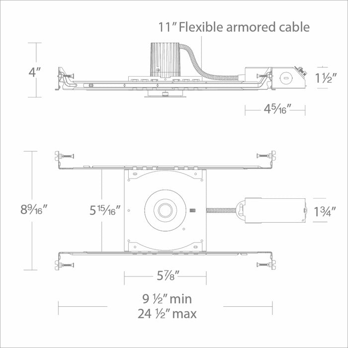 WAC R1BSA-08 Ocularc 1.0 8W 1" Square 0°-20° Adjustable Downlight