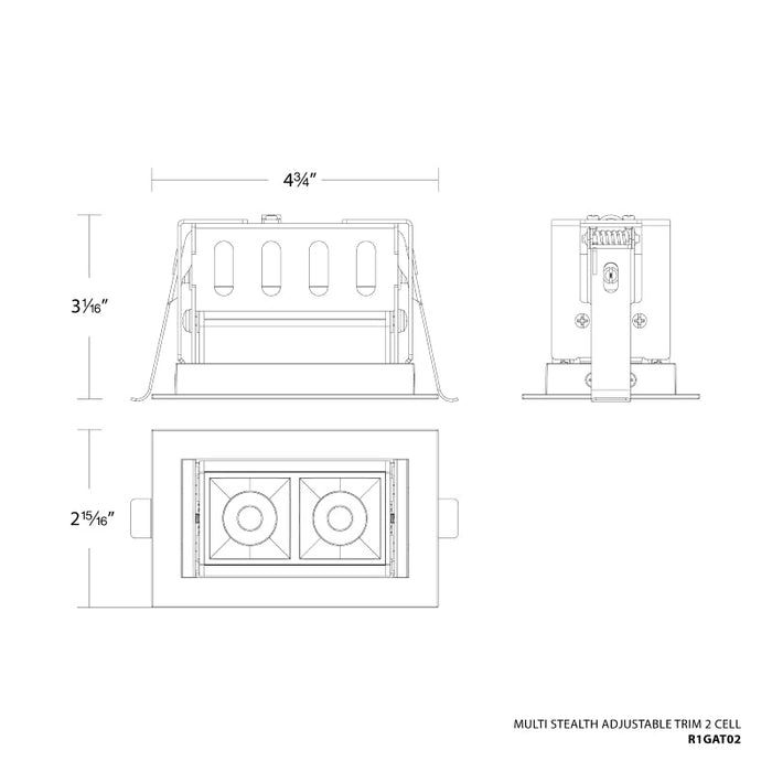 WAC R1GAT02-N Multi Stealth 2 Cell Adjustable Trim, 32° Beam