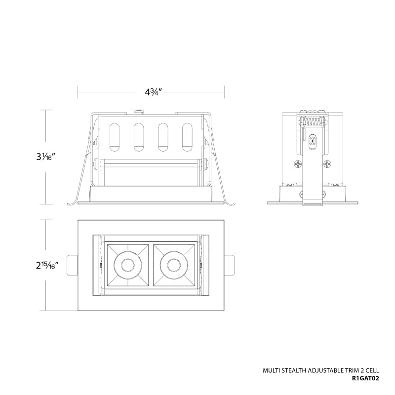 WAC R1GAT02-S Multi Stealth 2 Cell Adjustable Trim, 16° Beam