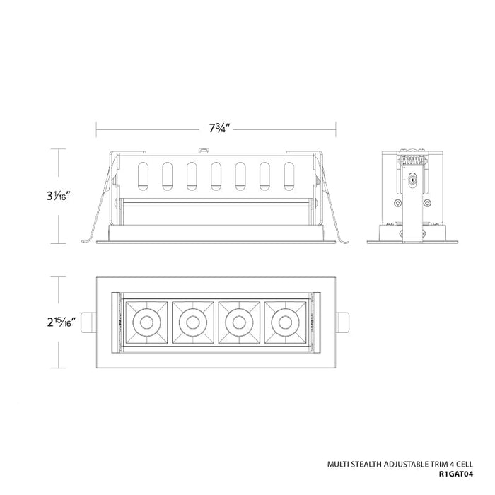 WAC R1GAT04-S Multi Stealth 4 Cell Adjustable Trim, 16° Beam