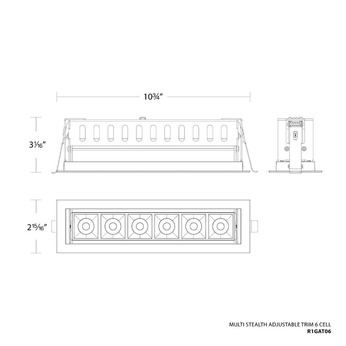 WAC R1GAT06-S Multi Stealth 6 Cell Adjustable Trim, 16° Beam