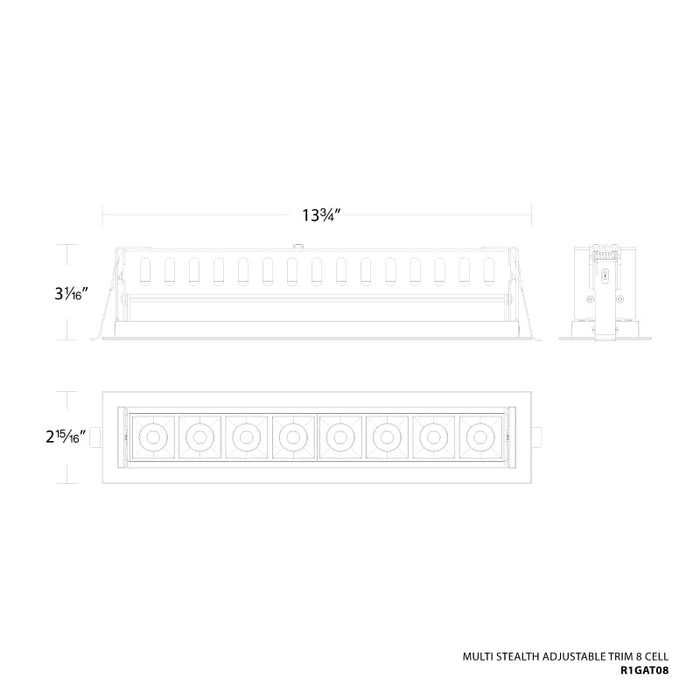 WAC R1GAT08-N Multi Stealth 8 Cell Adjustable Trim, 32° Beam