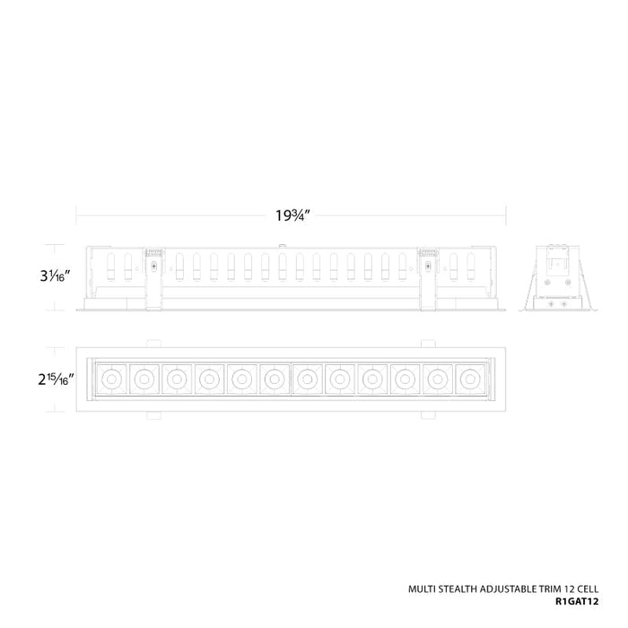 WAC R1GAT12-S Multi Stealth 12 Cell Adjustable Trim, 16° Beam