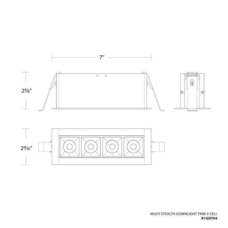 WAC R1GDT04-N Multi Stealth 4 Cell Downlight Trim, 32° Beam