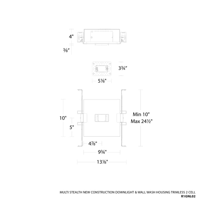 WAC R1GNL02 Multi Stealth 2 Cell New Construction Trimless Housing