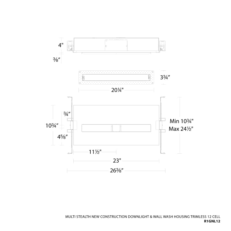 WAC R1GNL12 Multi Stealth 12 Cell New Construction Trimless Housing