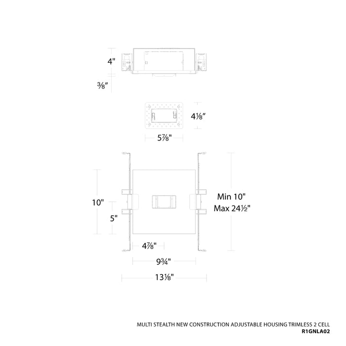 WAC R1GNLA02 Multi Stealth 2 Cell New Construction Adjustable Trimless Housing