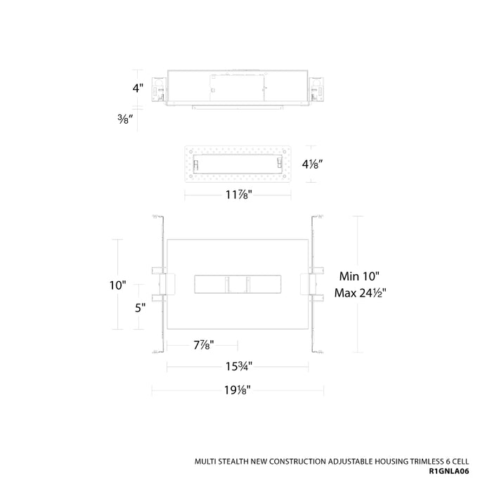 WAC R1GNLA06 Multi Stealth 6 Cell New Construction Adjustable Trimless Housing