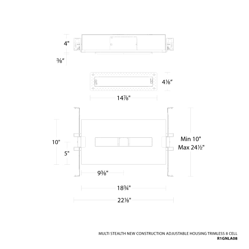WAC R1GNLA08 Multi Stealth 8 Cell New Construction Adjustable Trimless Housing