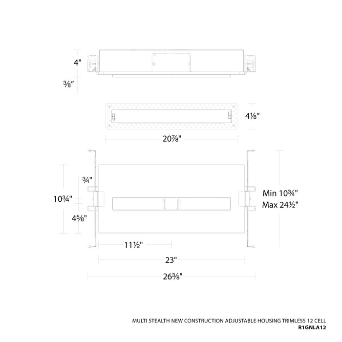 WAC R1GNLA12 Multi Stealth 12 Cell New Construction Adjustable Trimless Housing