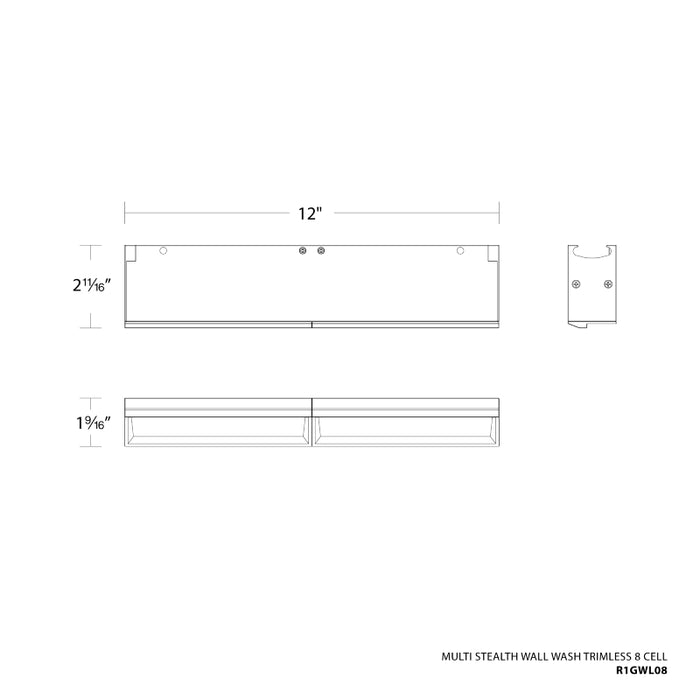 WAC R1GWL08 Multi Stealth 8 Cell Wall Wash Trimless