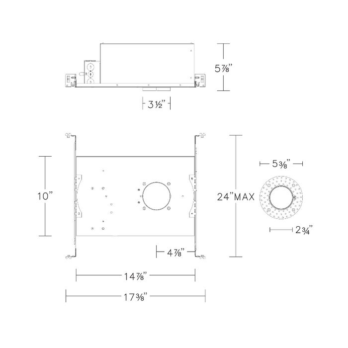 WAC R2FRNL 2" 25W New Construction Housing Round Trimless