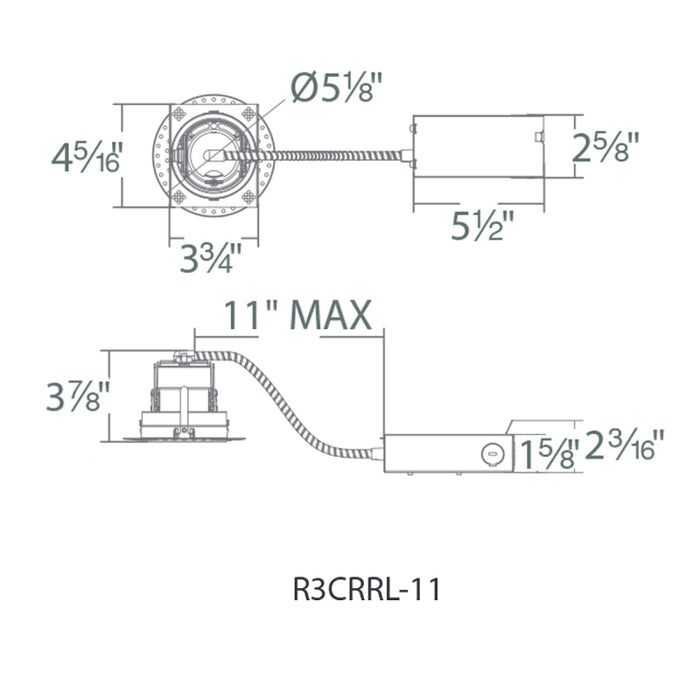 WAC R3CRRL-11 Ocularc 3.5 Round Trimless Remodel Housing