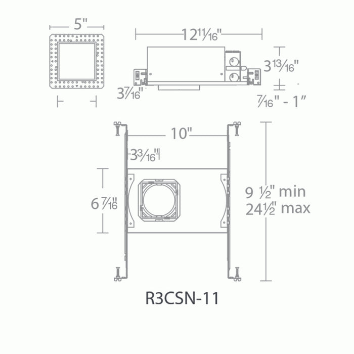 WAC R3CSN-11 Ocularc 3.5 Square New Construction Housing