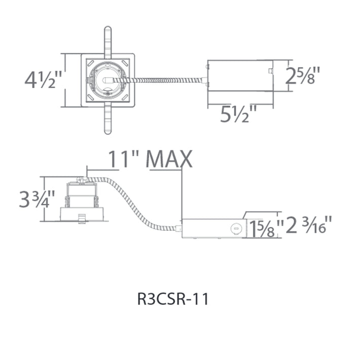 WAC R3CSR-11 Ocularc 3.5 Square Remodel Housing