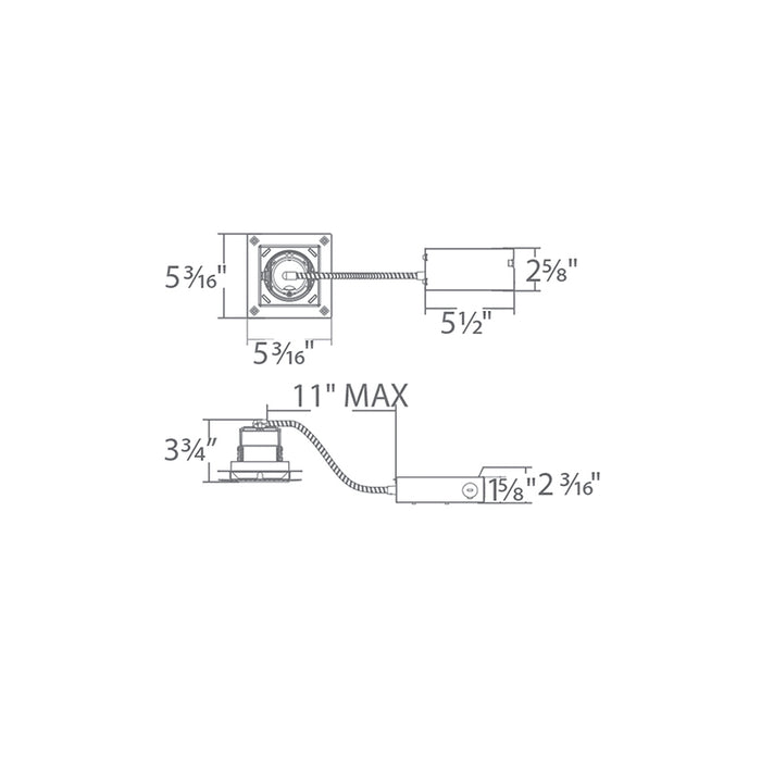 WAC R3CSRL-16 Ocularc 3.5 16W Dim-to-warm Square Trimless Remodel Housing