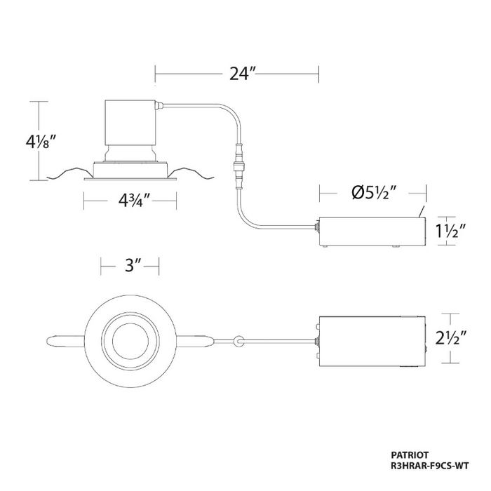 WAC R3HRAR-F9CS 3" Round Remodel Adjustable Recessed