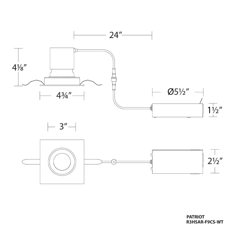 WAC R3HSAR-F9CS 3" Square Adjustable Recessed