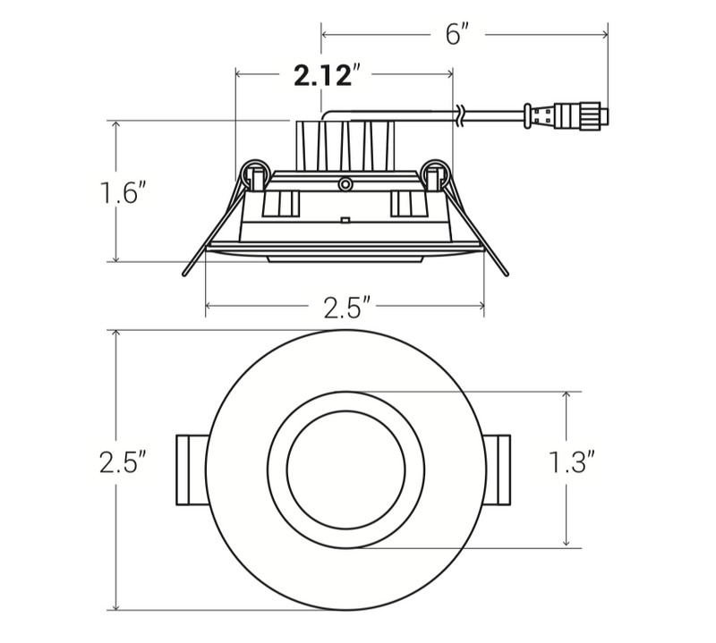 Elite RL173 1" Recessed Gimbal, 360 Lumens